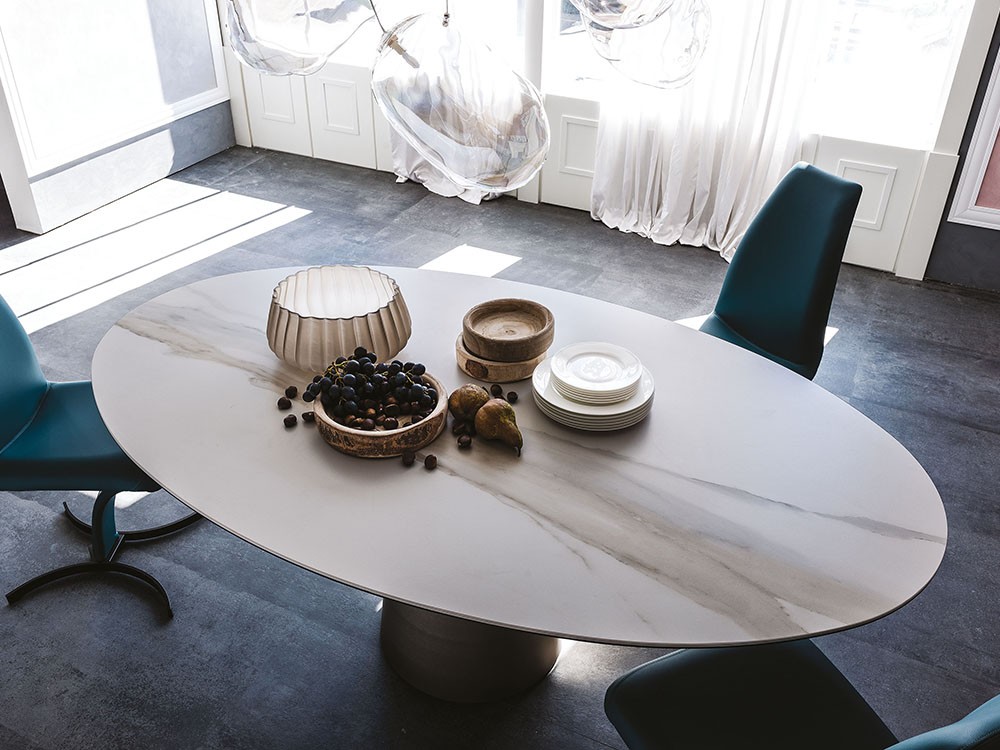 Mesa redonda u ovalada Yoda Keramik de Cattelan Italia - 4