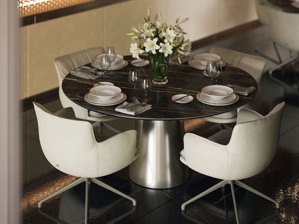 Mesa redonda u ovalada Yoda Keramik de Cattelan Italia - 5