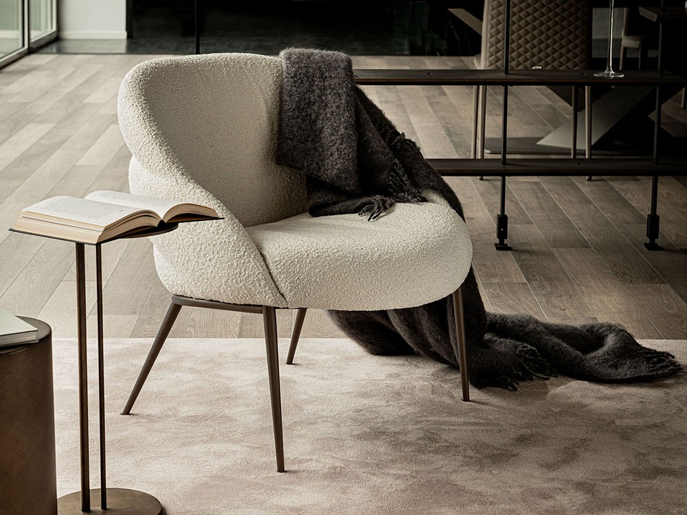 Sillón Camilla Lounge tapizado en tejido Bouclé de Cattelan Italia - 1