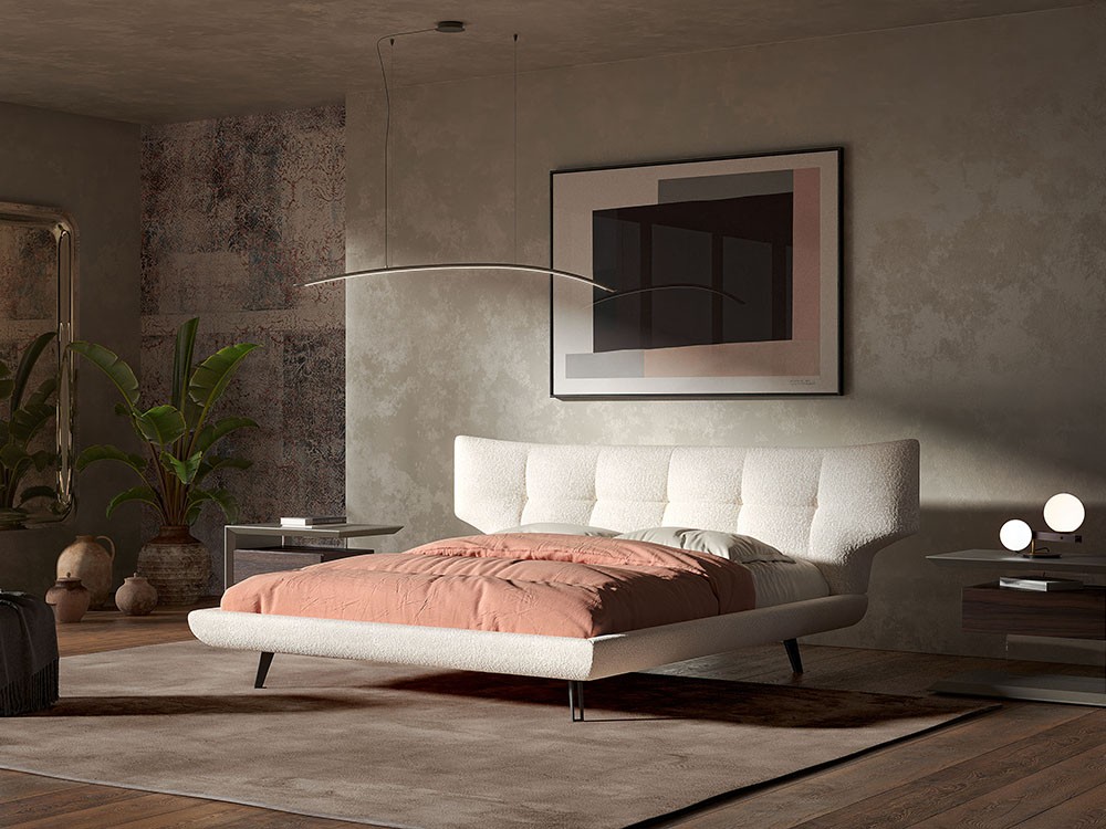 Cama tapizada bouclé Thomas de Cattelan Italia- 1