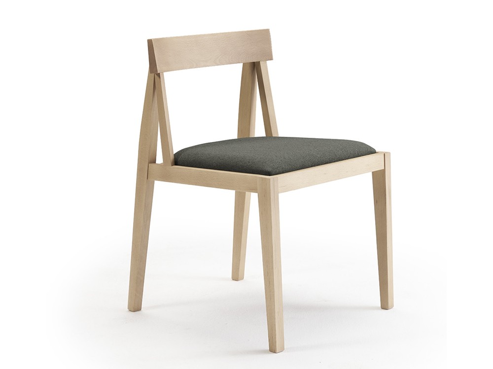 Silla de madera de haya con asiento tapizado Solid de Doos - 1