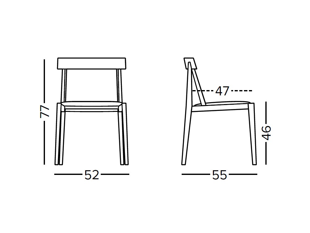Silla de madera de haya con asiento tapizado Solid de Doos - 3
