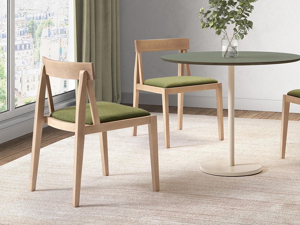Silla de madera de haya con asiento tapizado Solid de Doos - 2