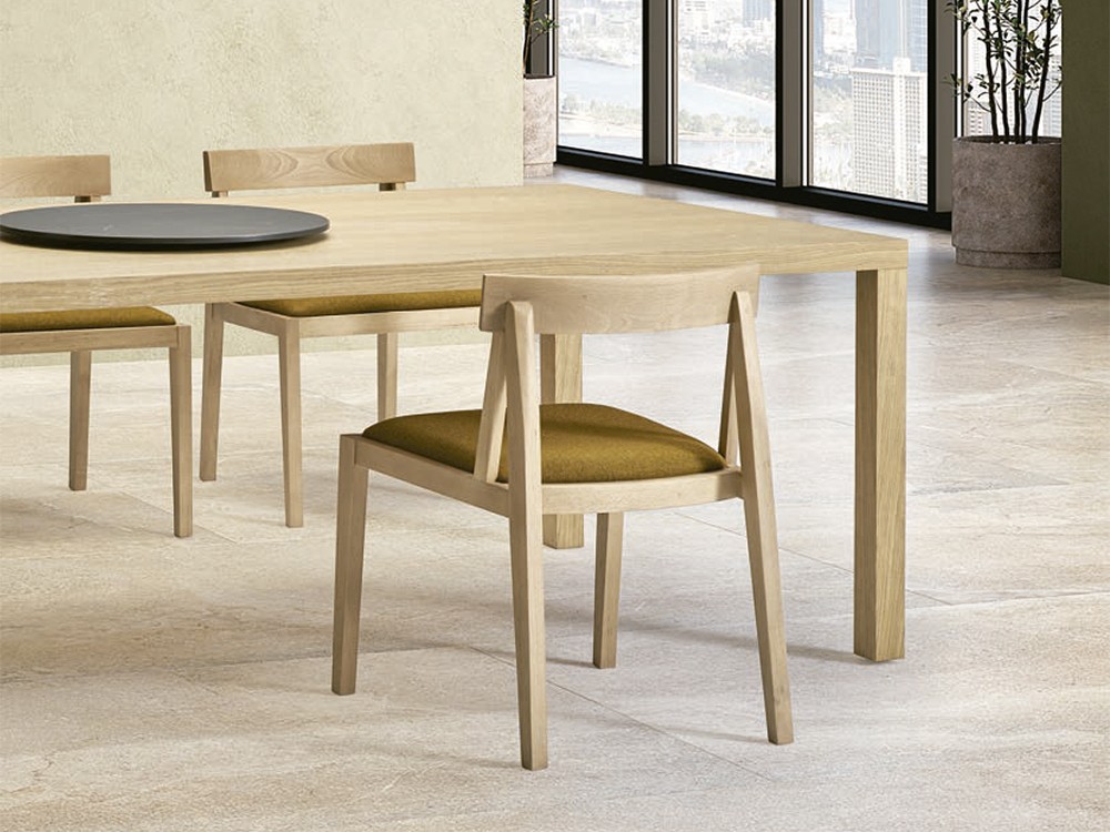 Silla de madera de haya con asiento tapizado Solid de Doos - 4