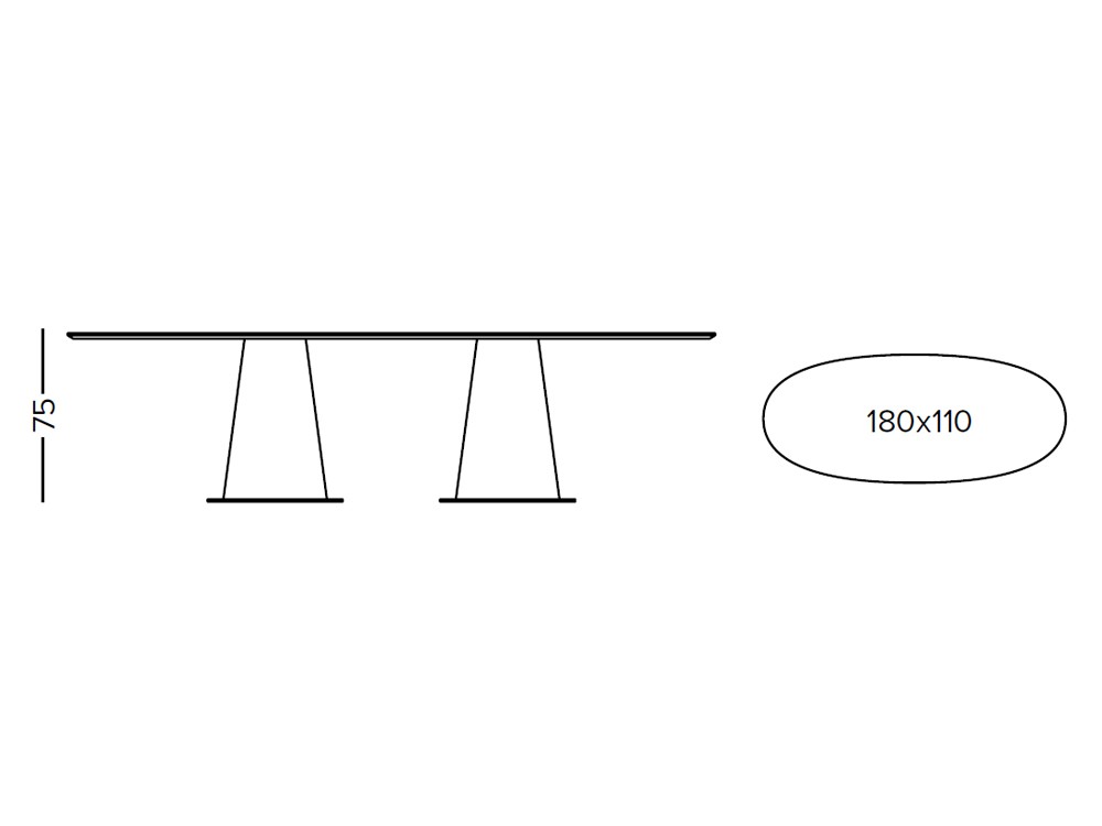Mesa ovalada Radar chapa roble de Doos - 3