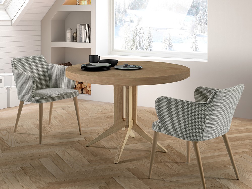 Mesa redonda Londres de chapa natural de roble Doos - 1