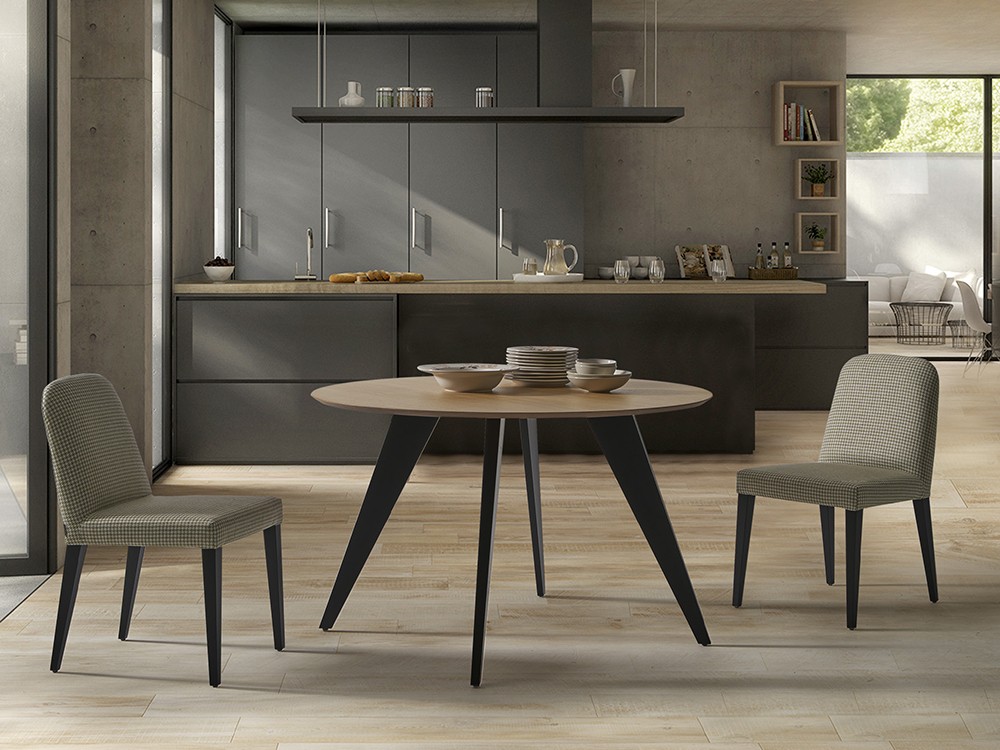 Mesa redonda Grace en chapa natural de roble Doos - 1