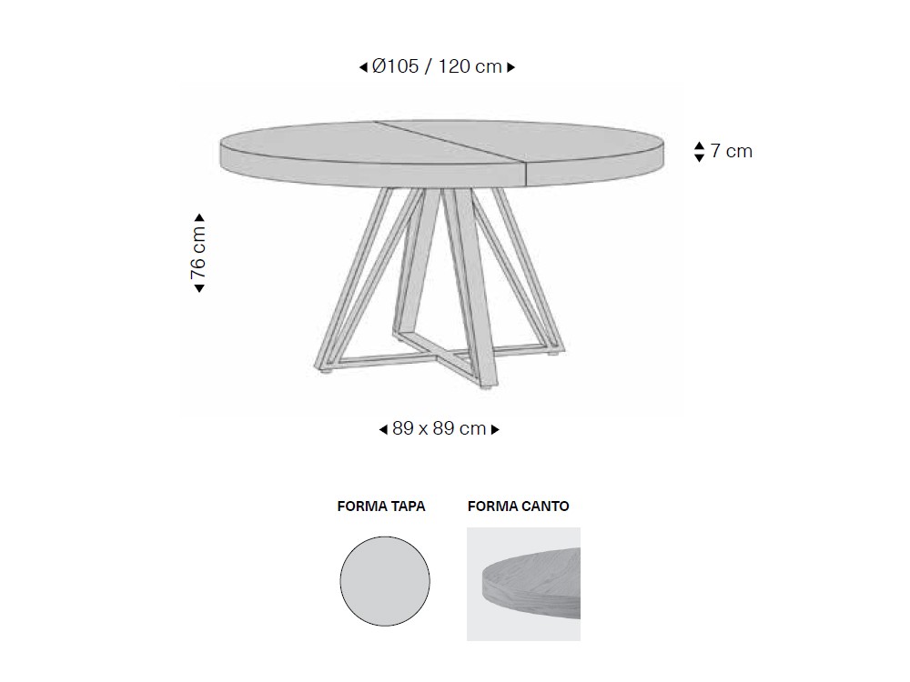 Mesa redonda extensible Rail de Rodri Diseño - 4