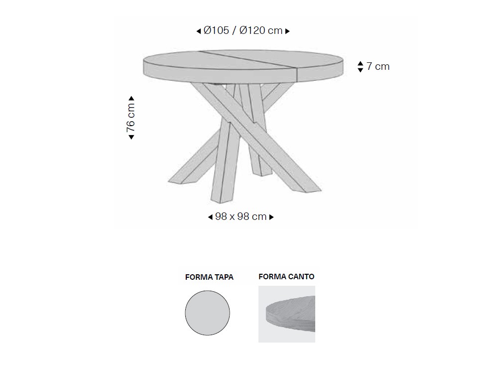 Mesa redonda extensible Zero de Rodri Diseño - 4