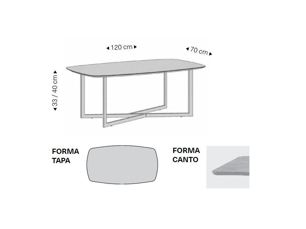 Mesa de centro en chapa natural o porcelánico Bill de Rodri Diseño - 3