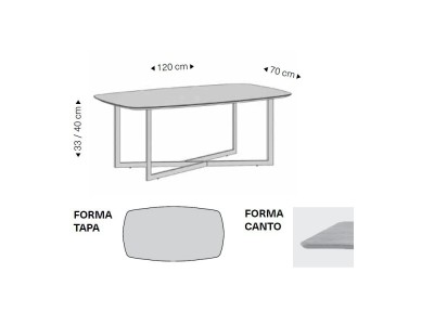 Mesa de centro en chapa natural o porcelánico Bill de Rodri Diseño - 3