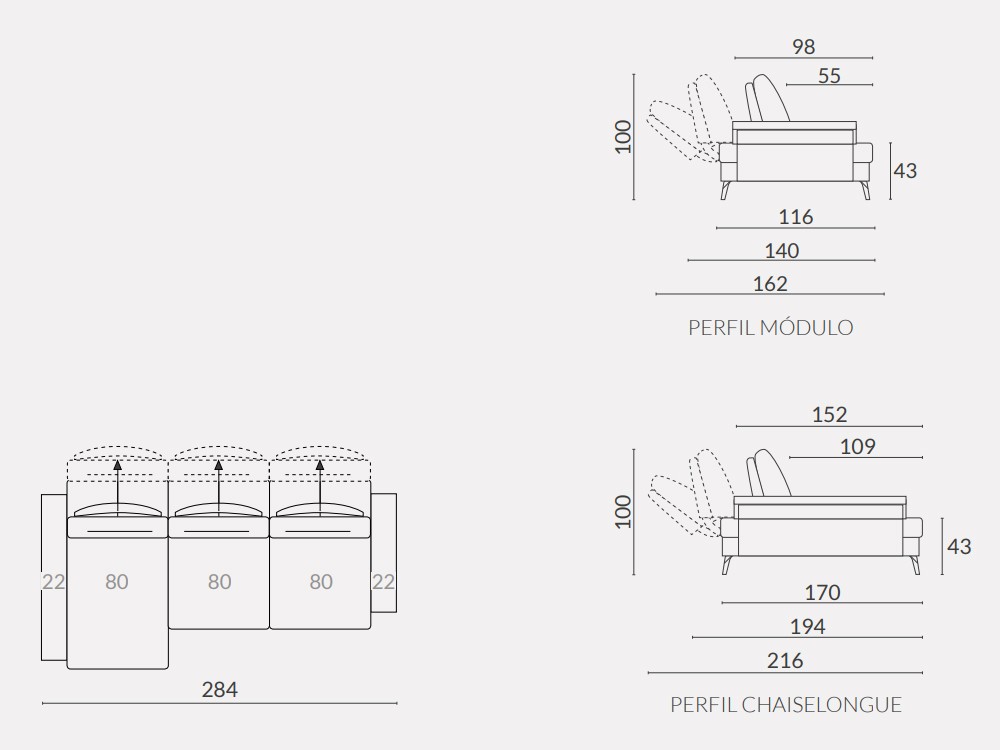 Chaiselongue deslizante Leo de Acomodel - 3