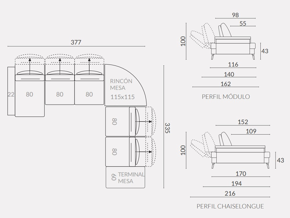 Sofá esquina deslizante Leo de Acomodel - 6