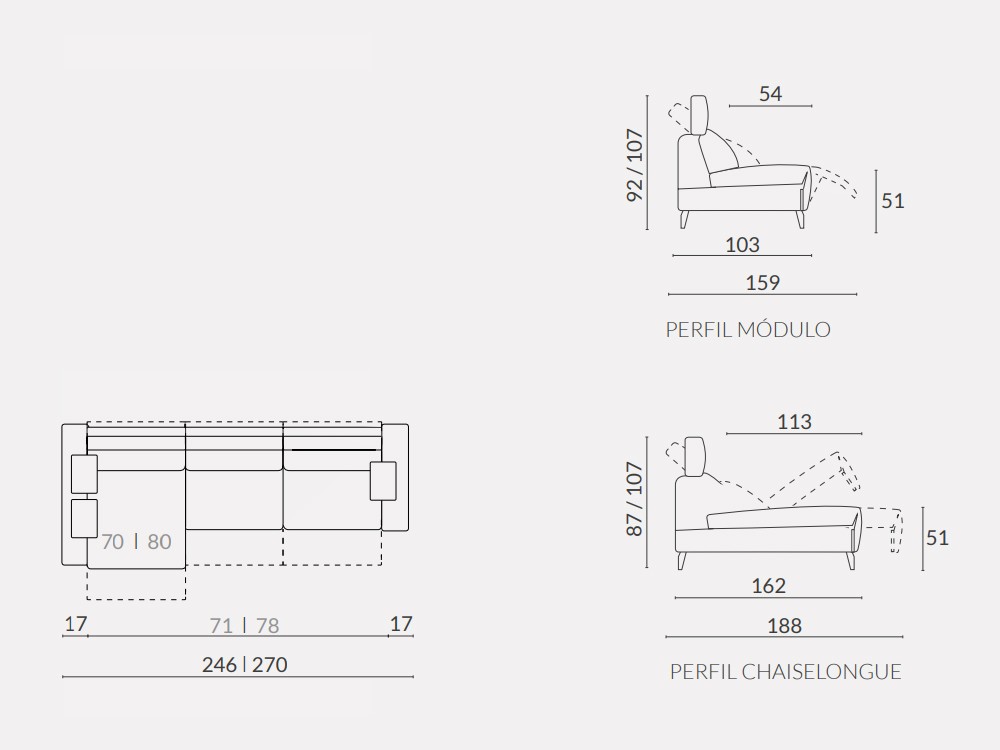 Chaiselongue fija o relax Mizar de Acomodel - 5