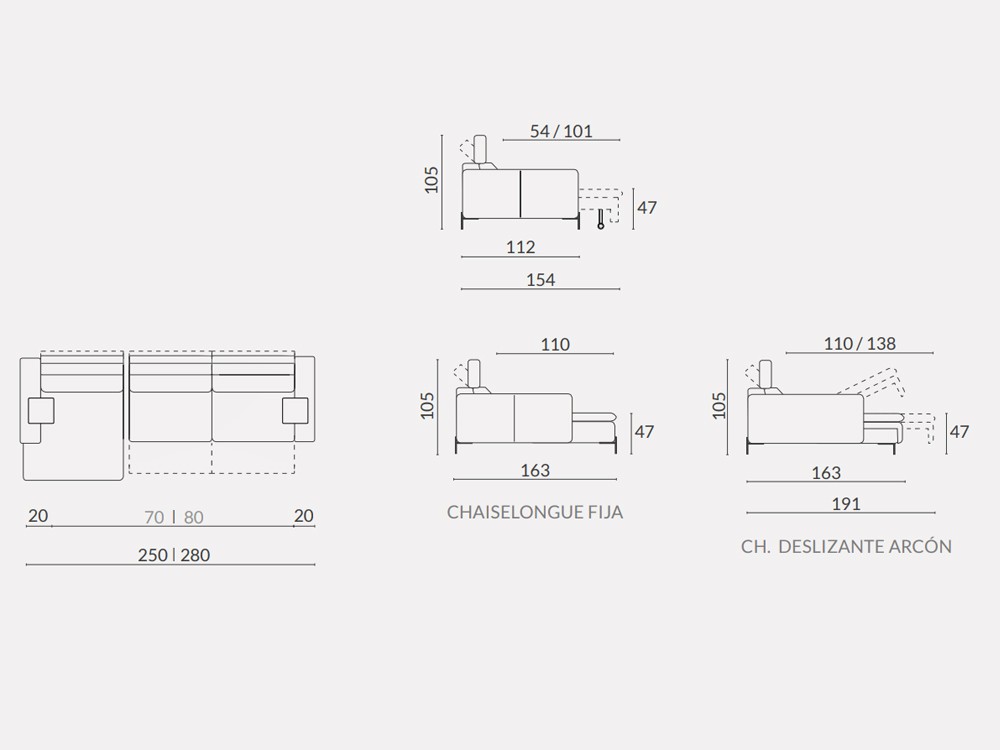 Chaiselongue deslizante Cora de Acomodel - 4