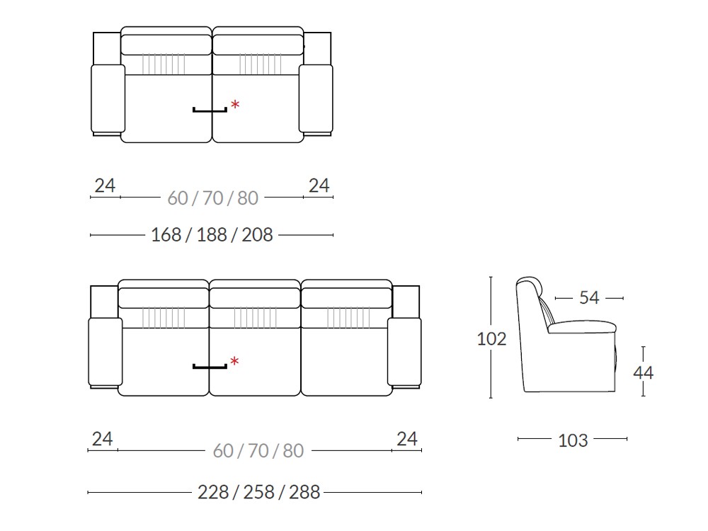 Sofá de 2 o 3 plazas con sistema fijo o relax Gladio de Acomodel - 5