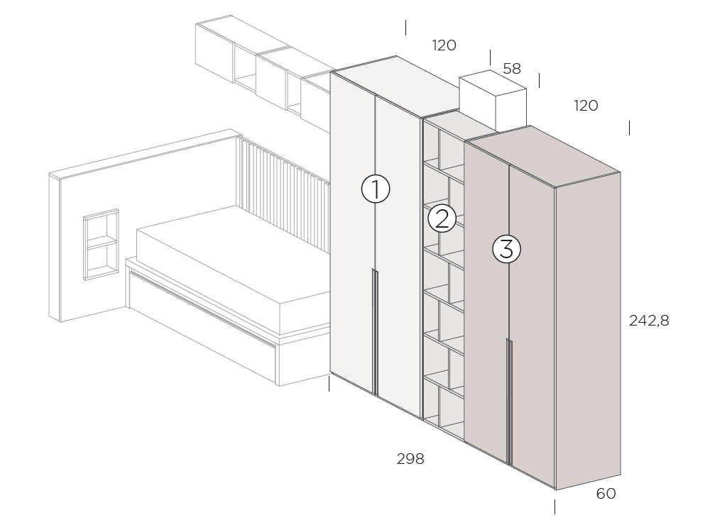 Armario juvenil con estantes 15 de Tegar Mobel - 6