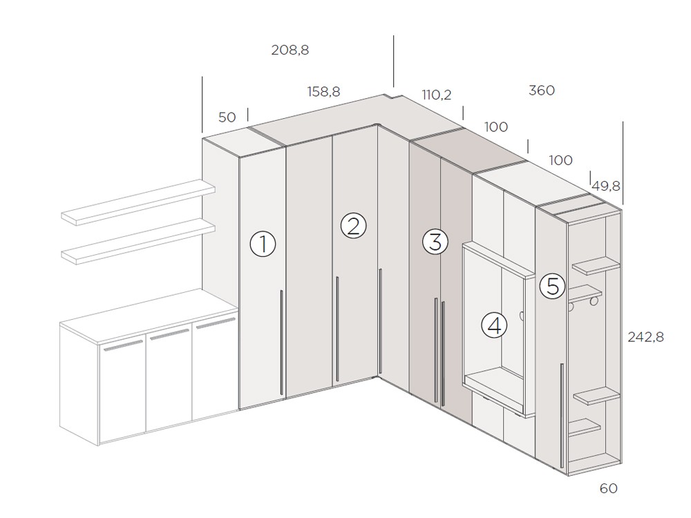 Armario puertas batientes Nui 23 de Tegar Mobel - 3
