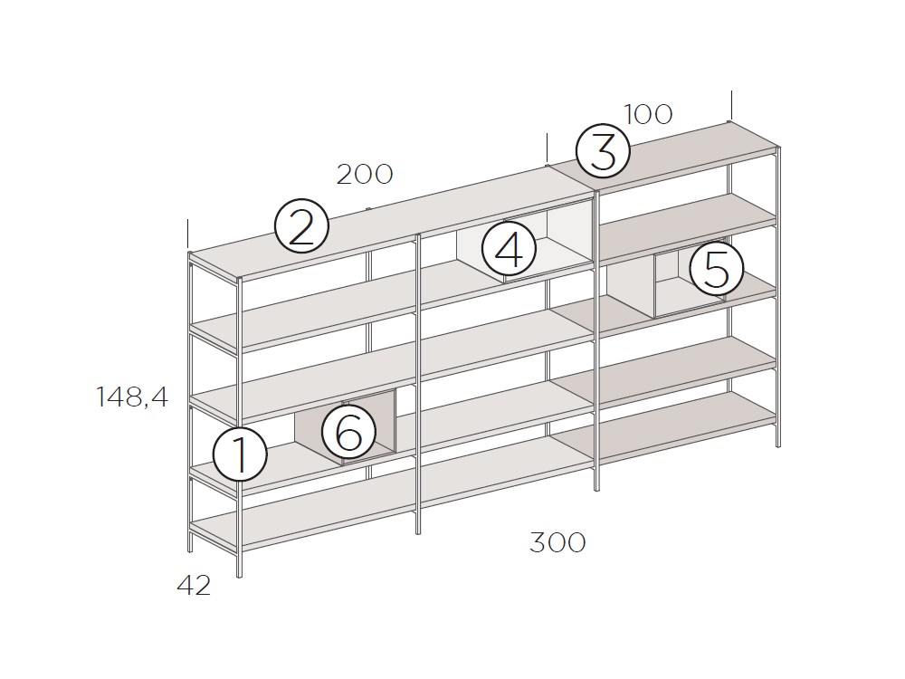 Librería abierta Verso de Tegar Mobel - 3
