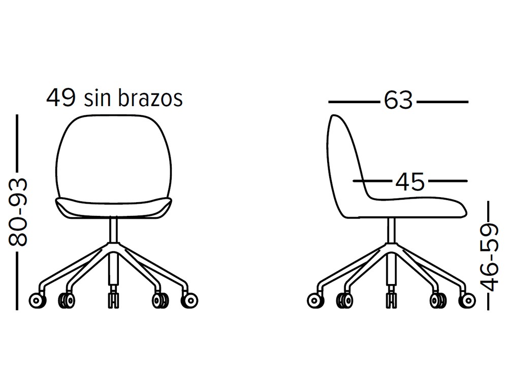 Silla tapizada Pelikan Office GR elevable con ruedas de Doos - 4