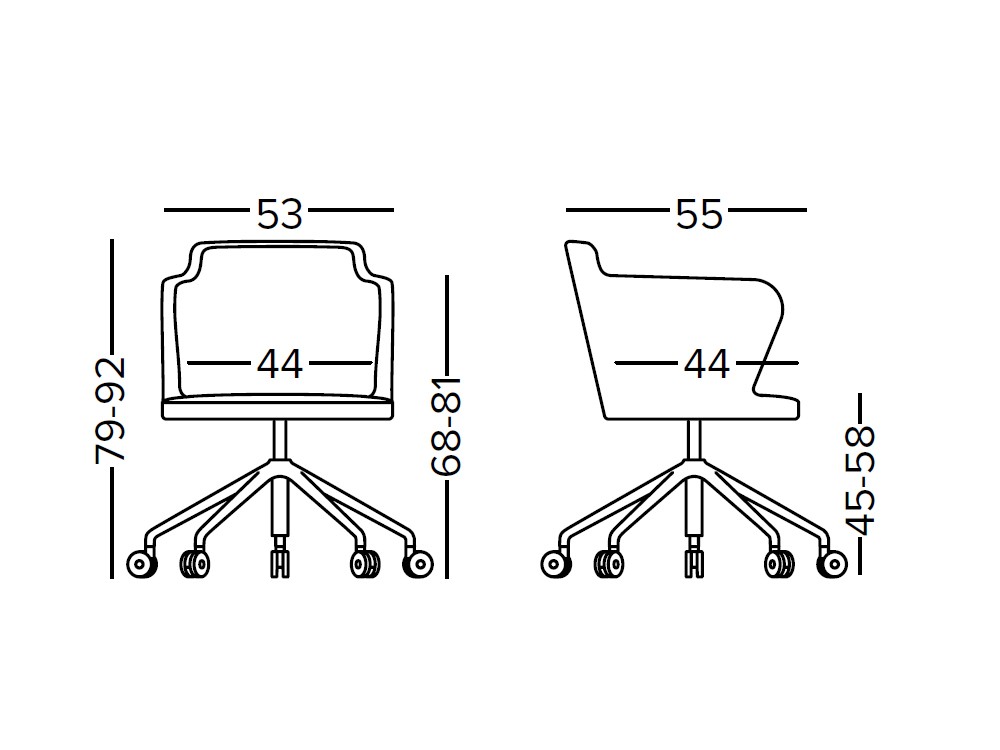 Sillón tapizado giratorio con ruedas y altura regulable Evia GR Doos - 3