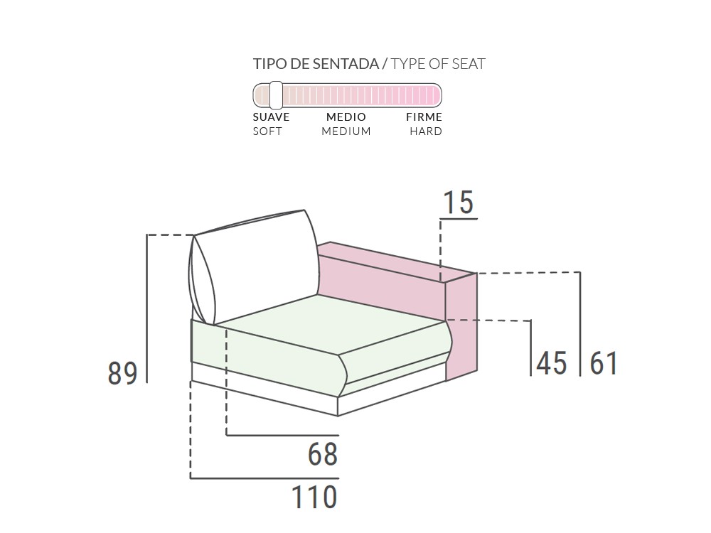 Sofá fijo de 2 o 3 plazas Michigan de Pedro Ortiz - 4