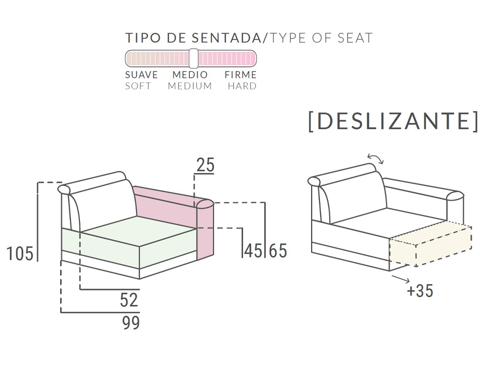 Sofá con asientos deslizantes Arenas de Pedro Ortiz - 4 Sofá con asientos deslizantes Arenas de Pedro Ortiz - 4