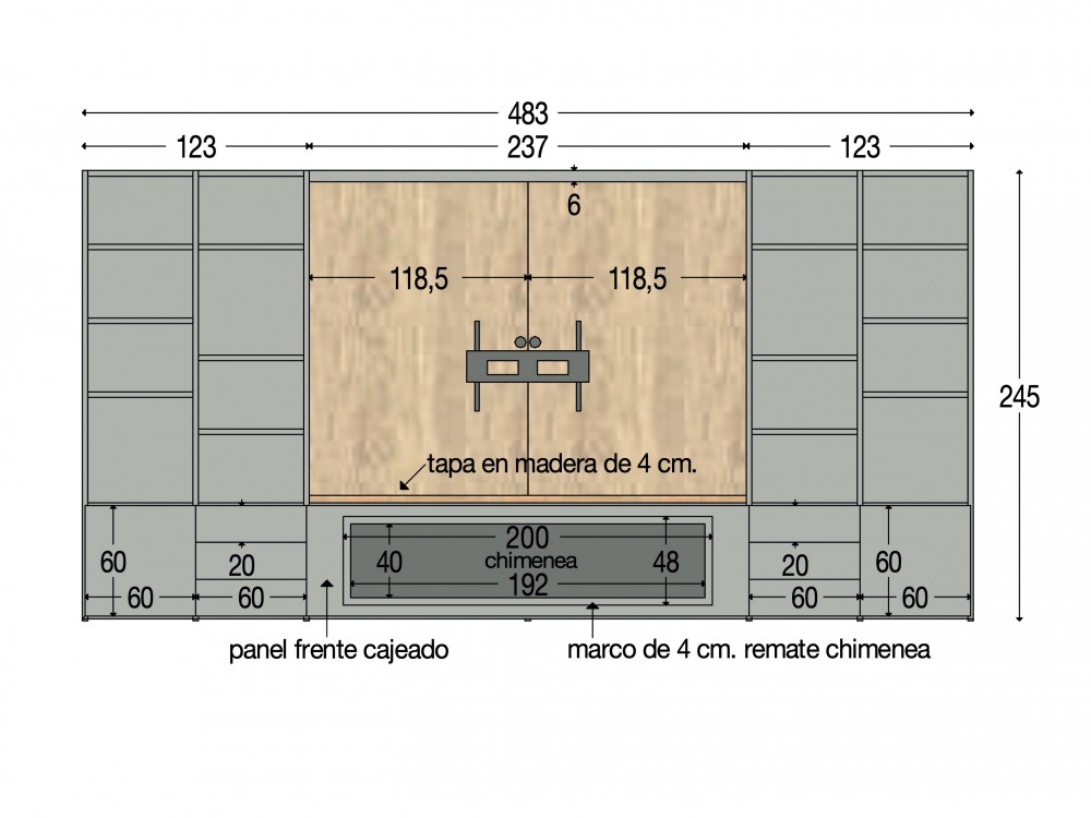 Mueble para tv con chimenea Olive-2