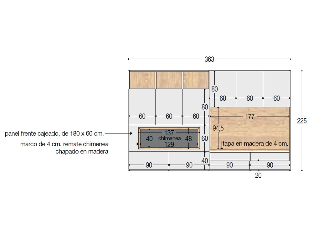 Mueble para tv con chimenea Ocean 622 Piñero y Cabrero