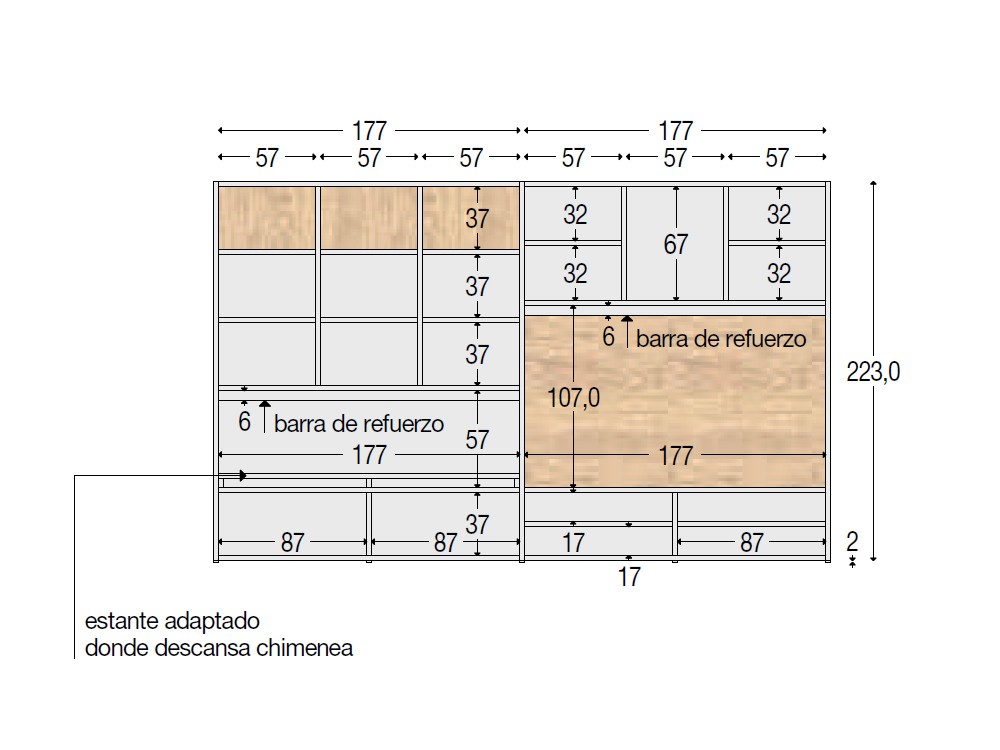 Mueble para tv con chimenea Ocean 622 Piñero y Cabrero