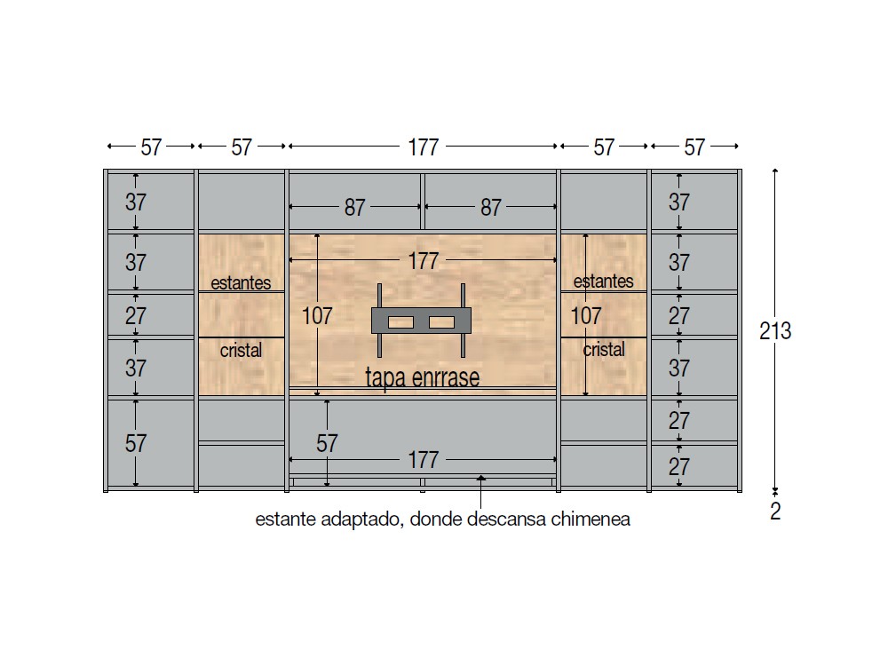 Mueble para tv con chimenea Dark 620 Piñero y Cabrero