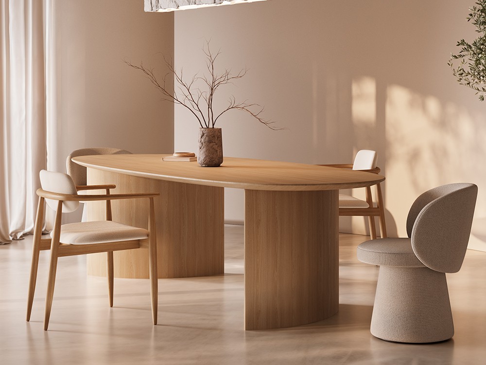 Mesa de comedor Brisa en chapa natural de roble de unika living