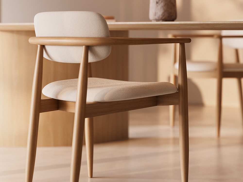 Silla de madera con asiento tapizado Lys de Unika - 3