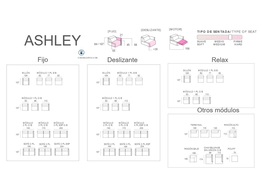 Sofá relax modular con chaiselongue Ashley de Bobbio - 7