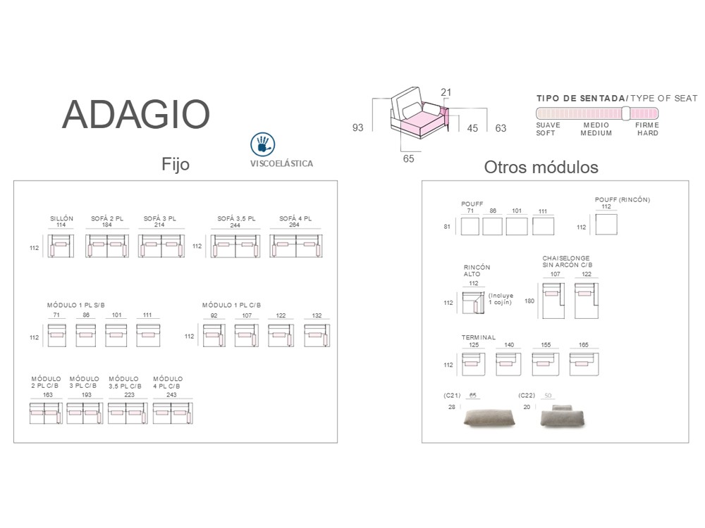 Sofá tapizado en textil Adagio de Bobbio - 9