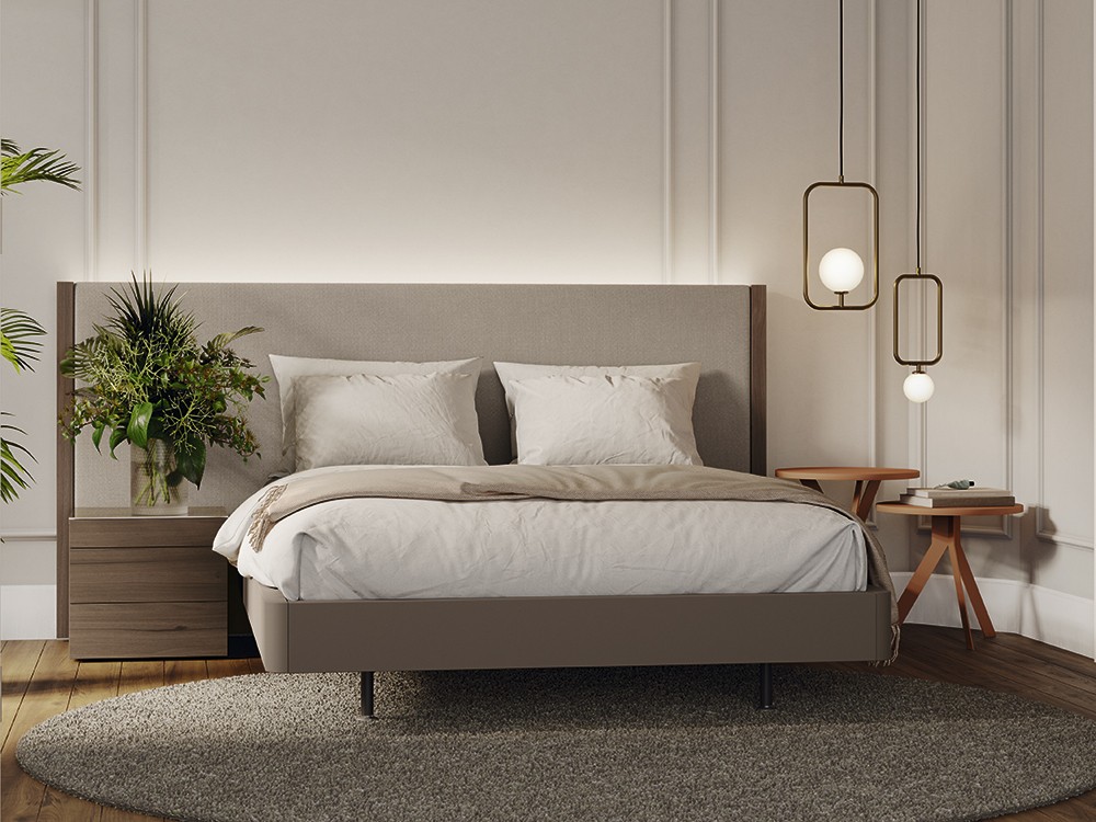 Dormitorio con cabecero tapizado Codi tapizado led 01 de Lagrama - 1