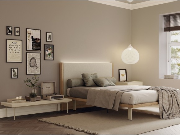 Dormitorio con cabecero Codi tapizado led y base laminada 02 de Lagrama - 1