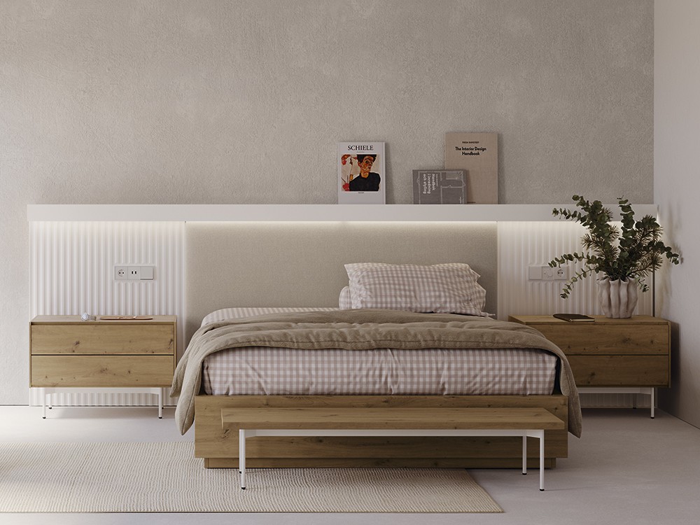 Dormitorio cabecero Ona y Fil tapizado con canapé led 03 de Lagrama - 1