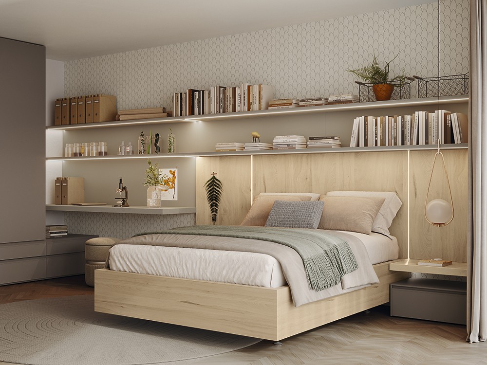 Dormitorio Groove Levita led 10 con mesitas integradas de Lagrama - 2