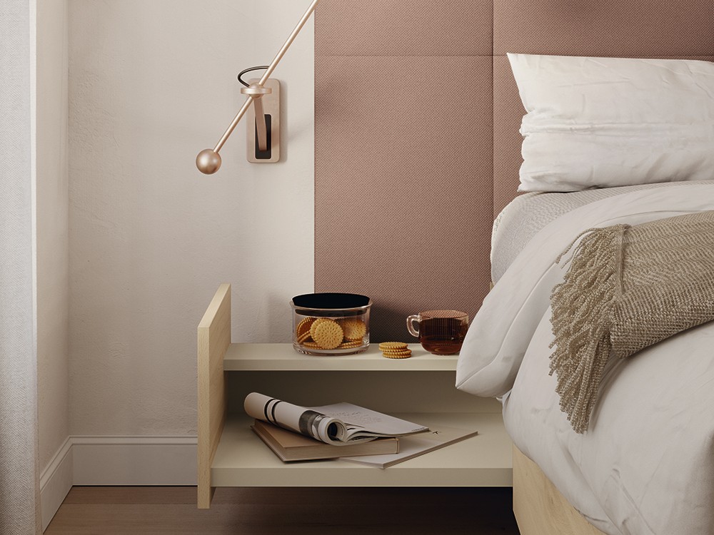 Dormitorio Buttons tapizado led 11 con cama con cajones de Lagrama - 2