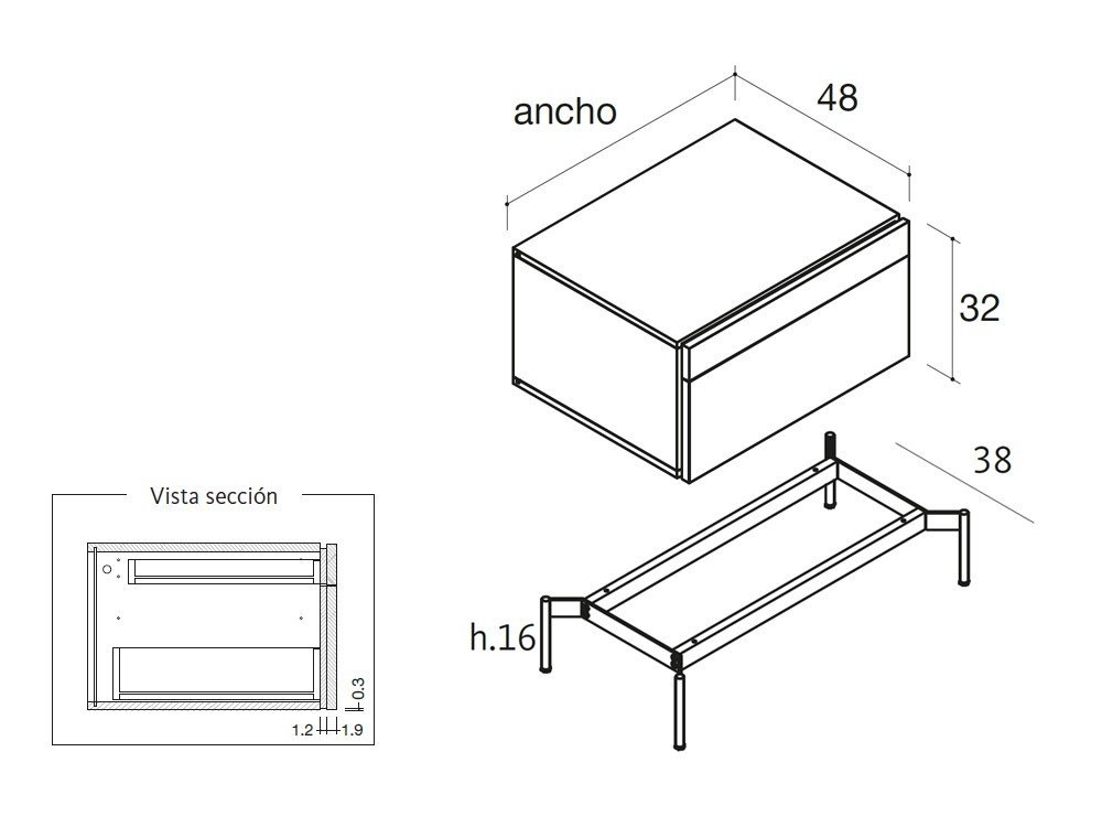 Mesita de noche Outline de Lagrama - 10