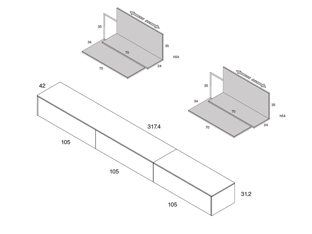 Mueble de TV modular Step Med 28 de Mobenia - 3