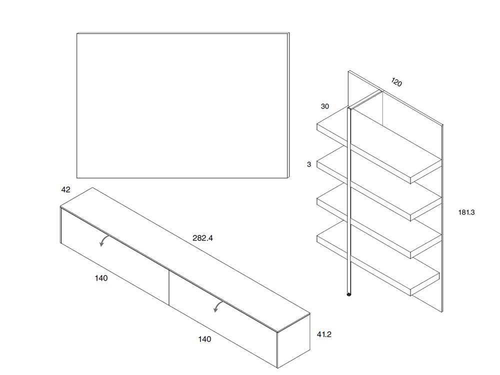 Mueble de TV con panel Koob de Mobenia - 3