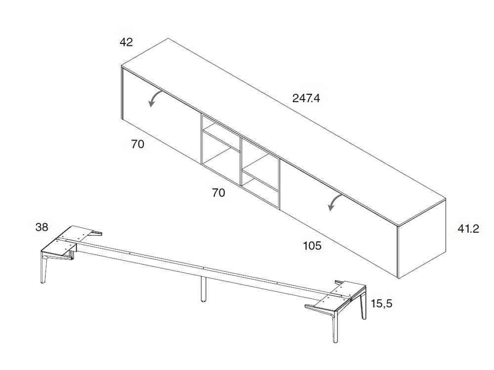 Mueble de TV Bas_04 con puerta vitrina de Mobenia - 5