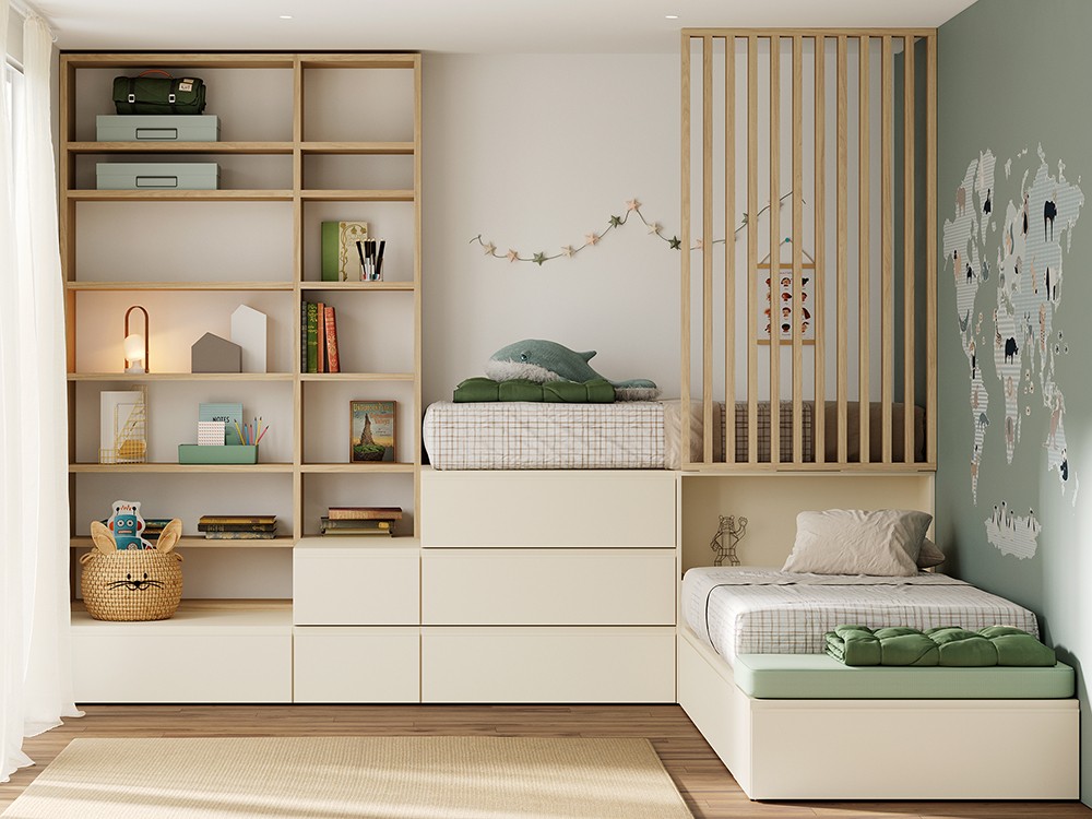 Dormitorio doble con arrastre Flow 03 de Jotajotape - 1