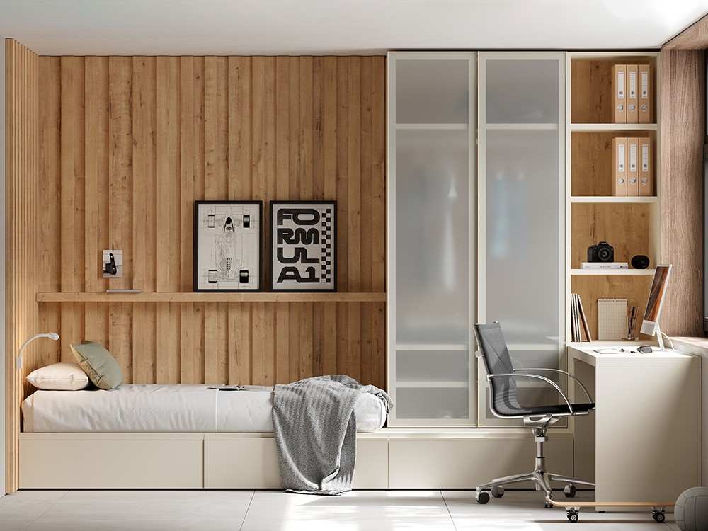 Dormitorio con panel Flow 13 de Jotajotape - 1