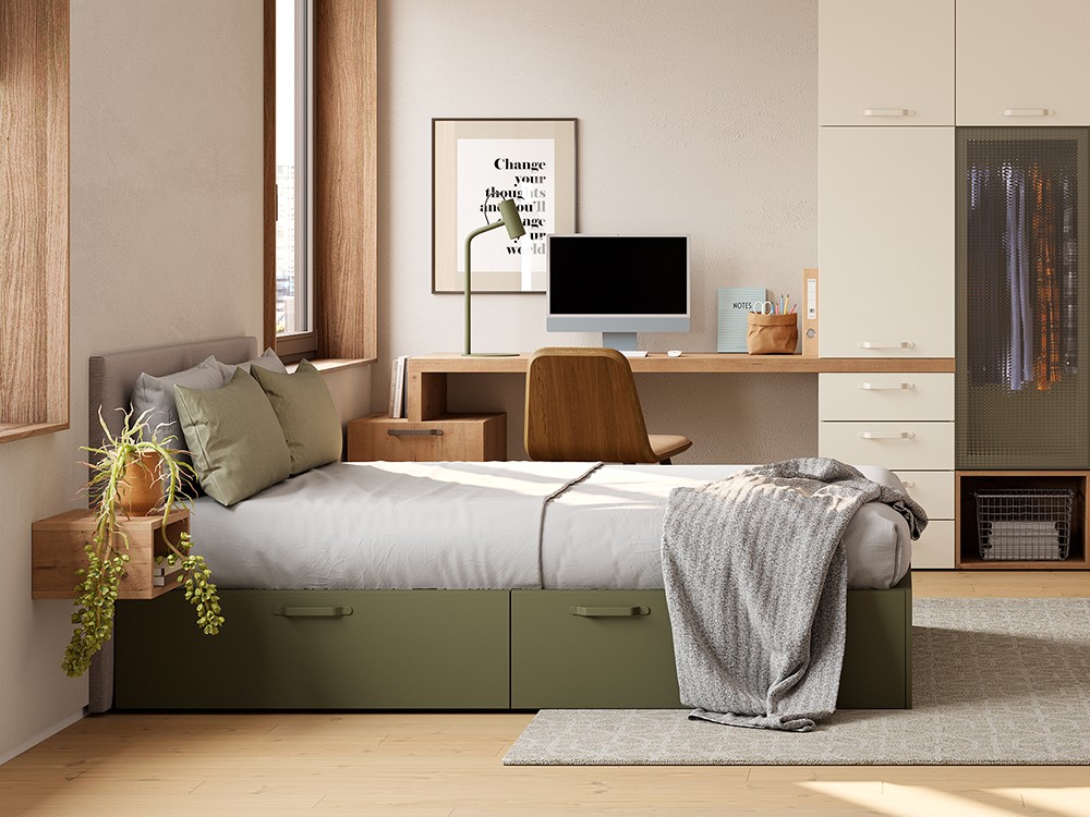 Cama con cajones y cabeza tapizado Flow 15 de Jotajotape - 1