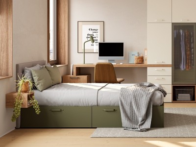 Cama con cajones y cabeza tapizado Flow 15 de Jotajotape - 1