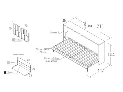 Cama abatible horizontal de 90cm Flow de Jotajotape - 8