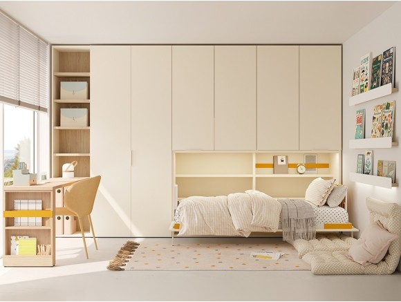 Dormitorio con cama abatible horizontal de 90cm Flow de jotajotape - 2